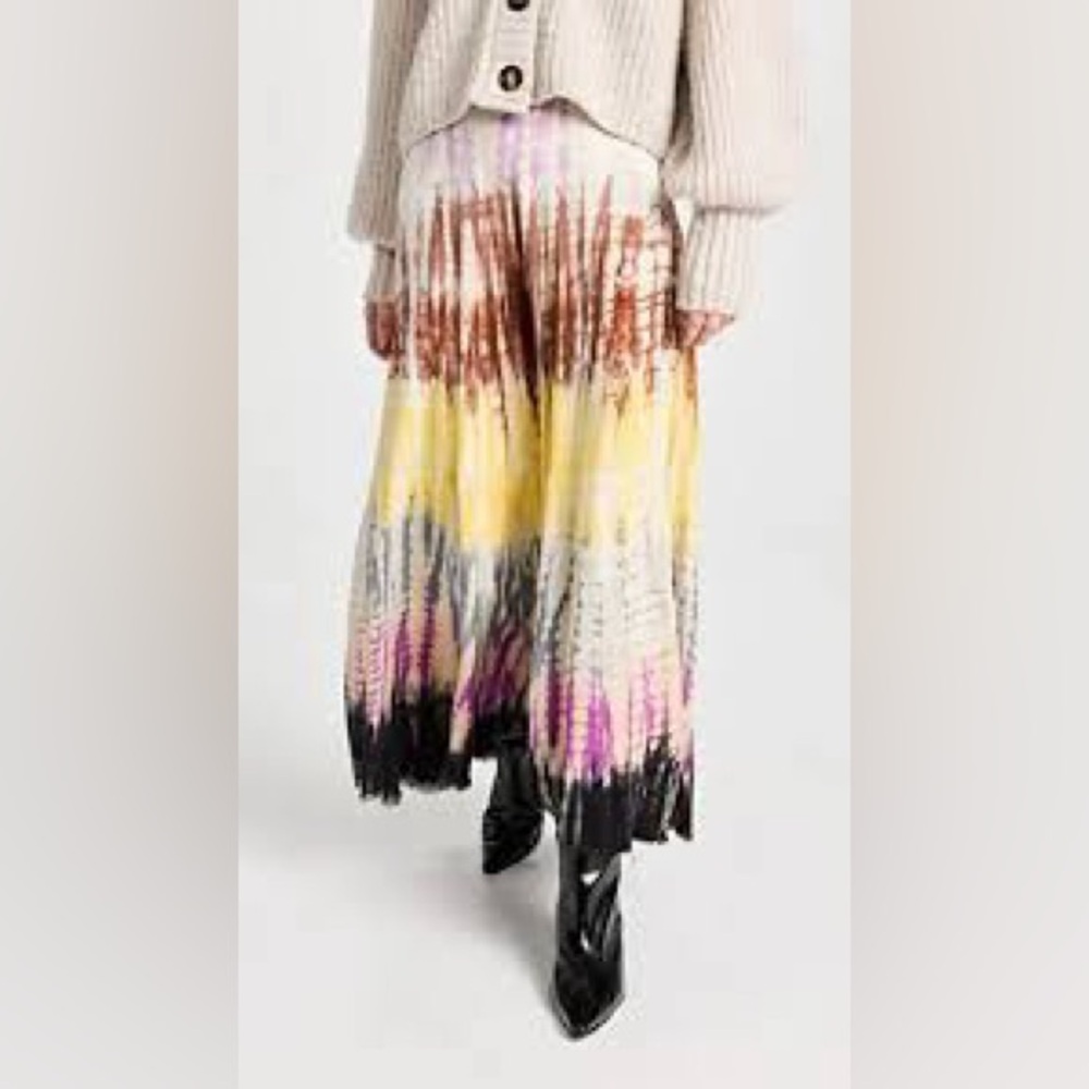 New! Raquel Allegra Frida Tie Dye Pink, Brown & Yellow Midi Skirt 💛 Small NWT!! - Picture 12 of 16
